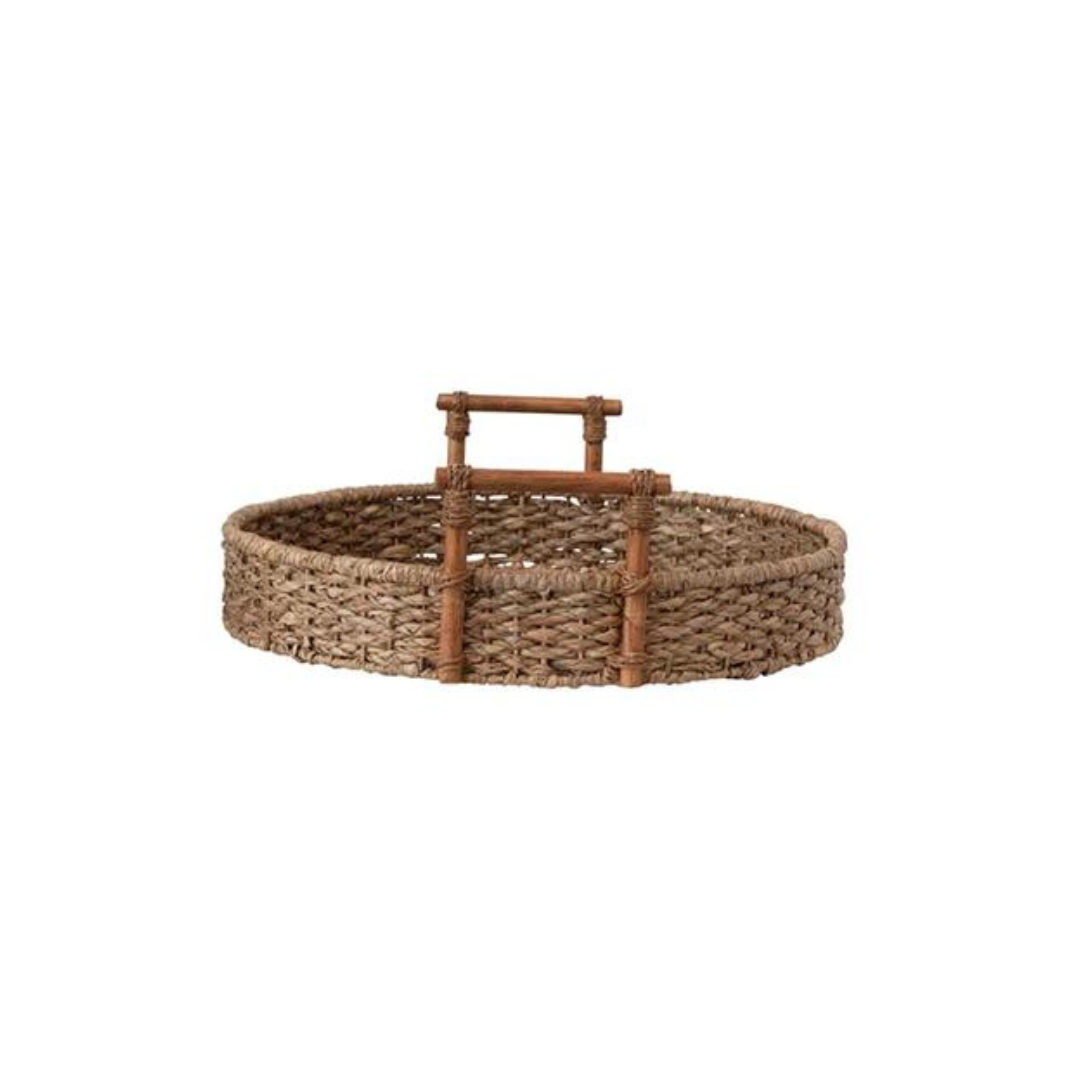 Large Hand-Woven Bankuan + Rattan Trays with Handles