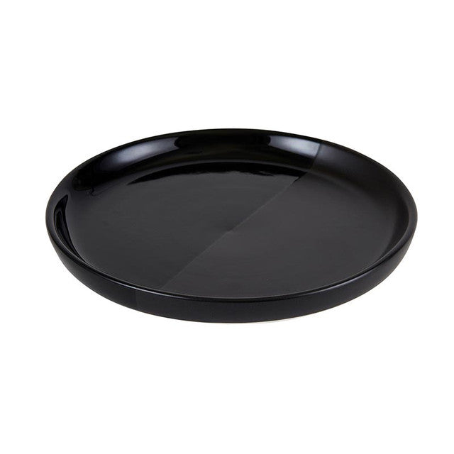 Glossy Black + Matte Black Glass Dip Plate