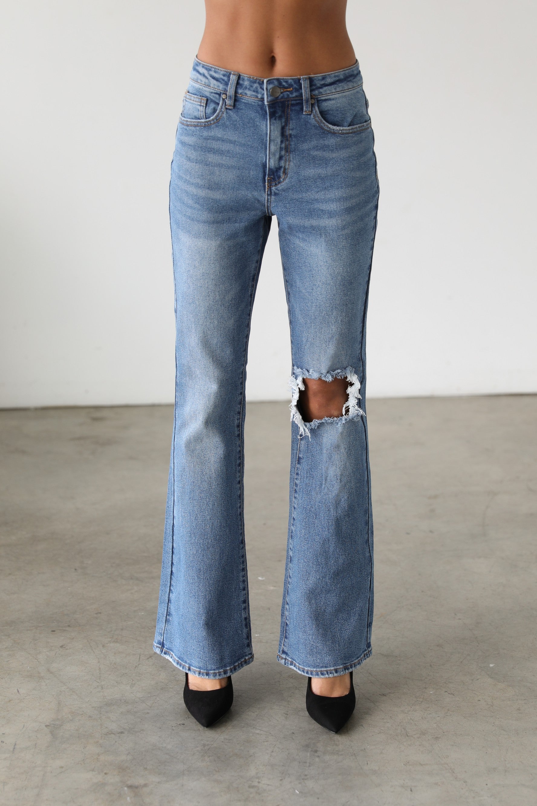 Dinah Distressed Flare Jeans
