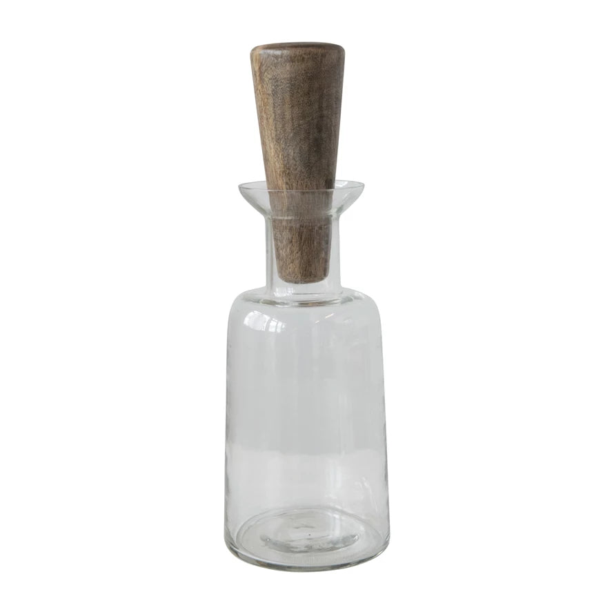 32oz Glass Decanter with Mango Wood Stopper