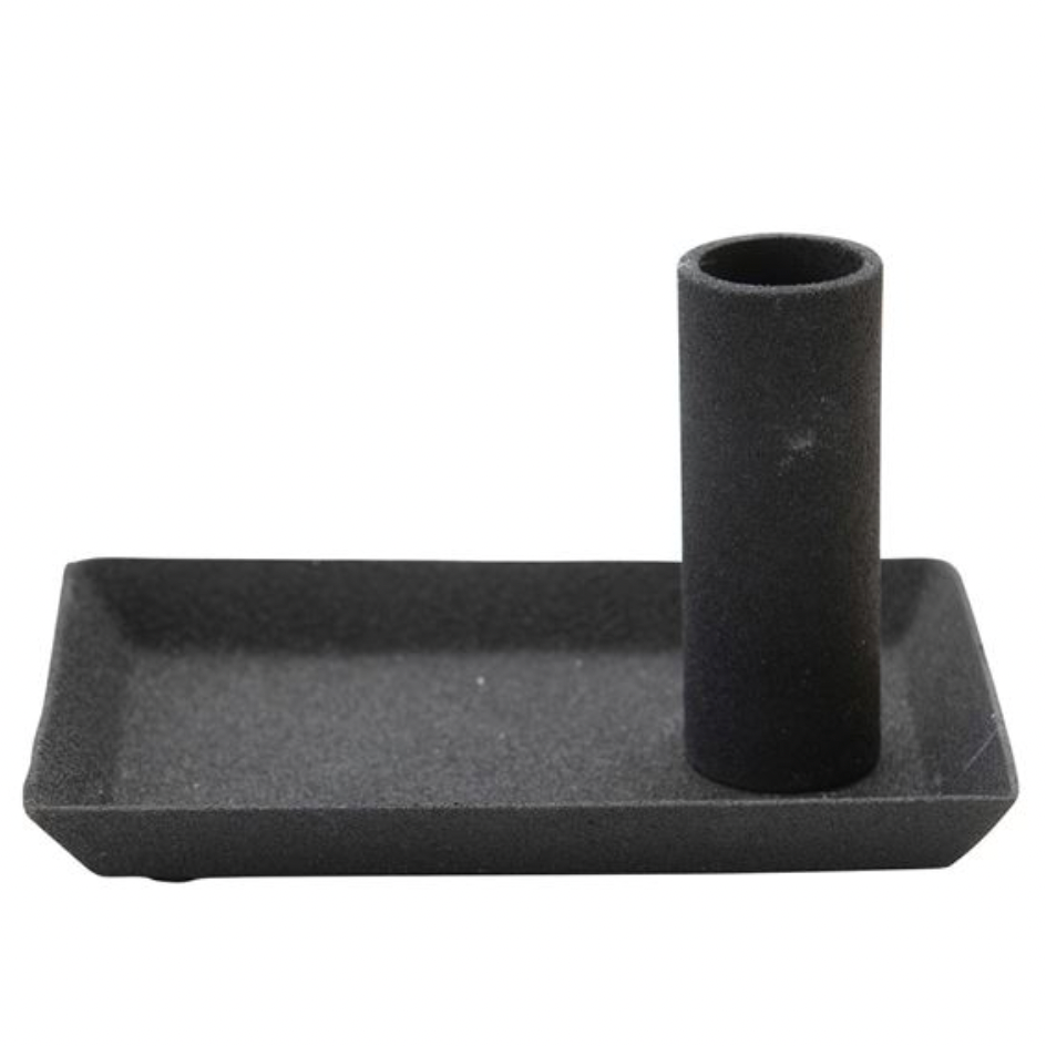 Black Metal Taper Holder with Tray