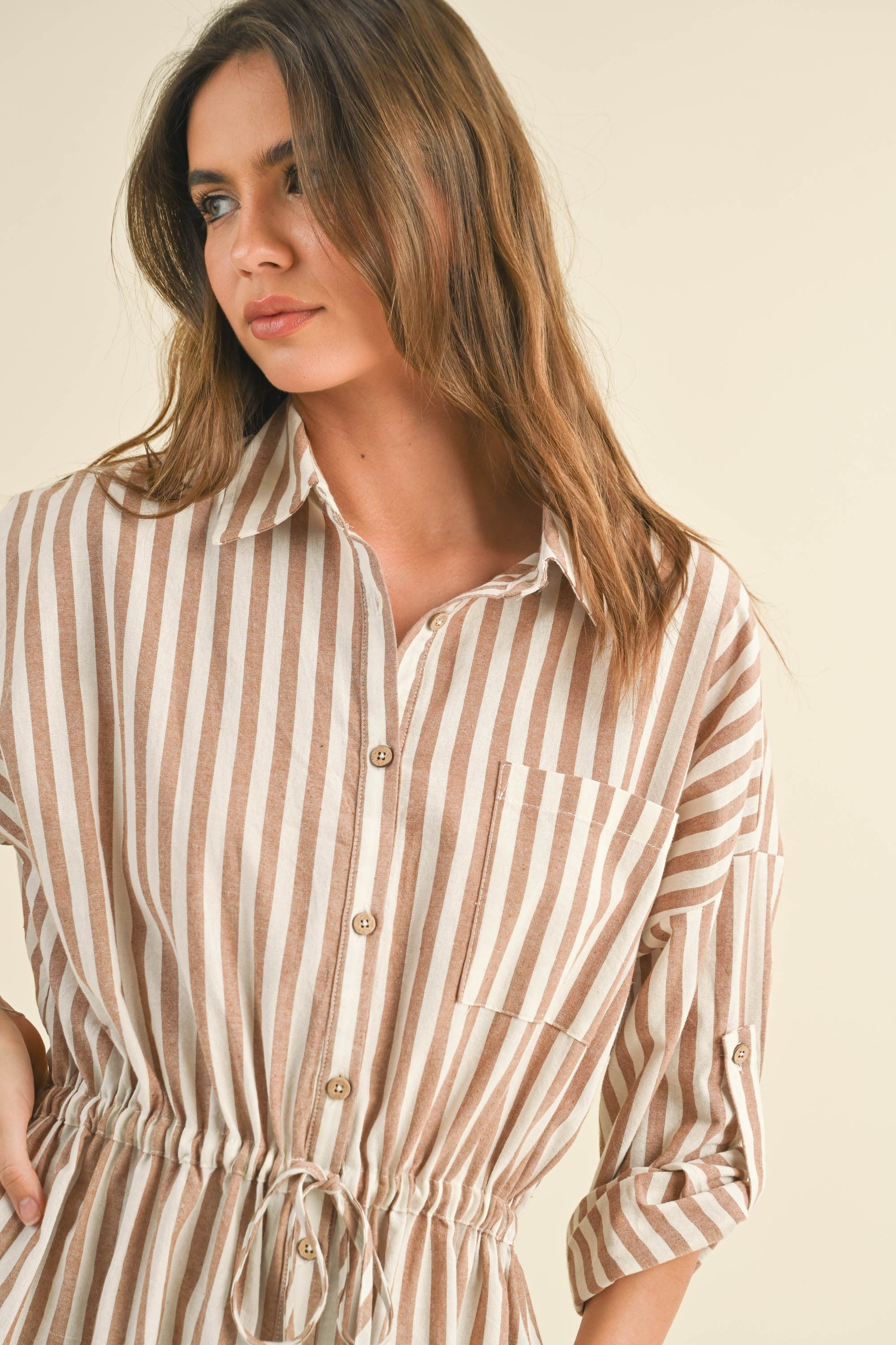 Ezra Striped Shirt Dress