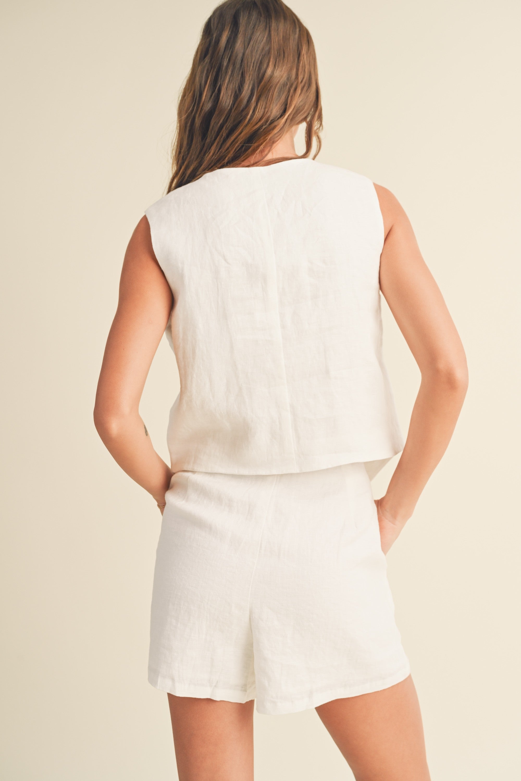 Zita Linen Vest- Off White