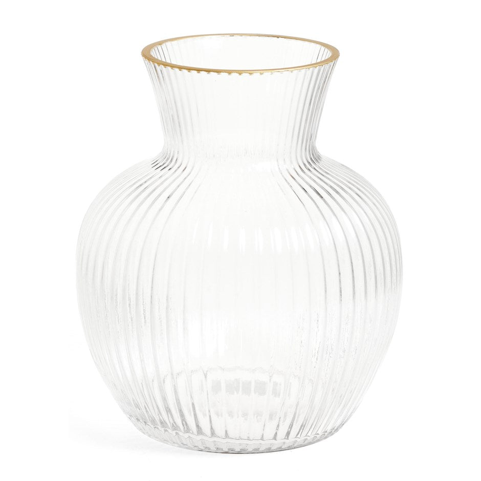 Lacen Short Fluted Vase + Brass Rim