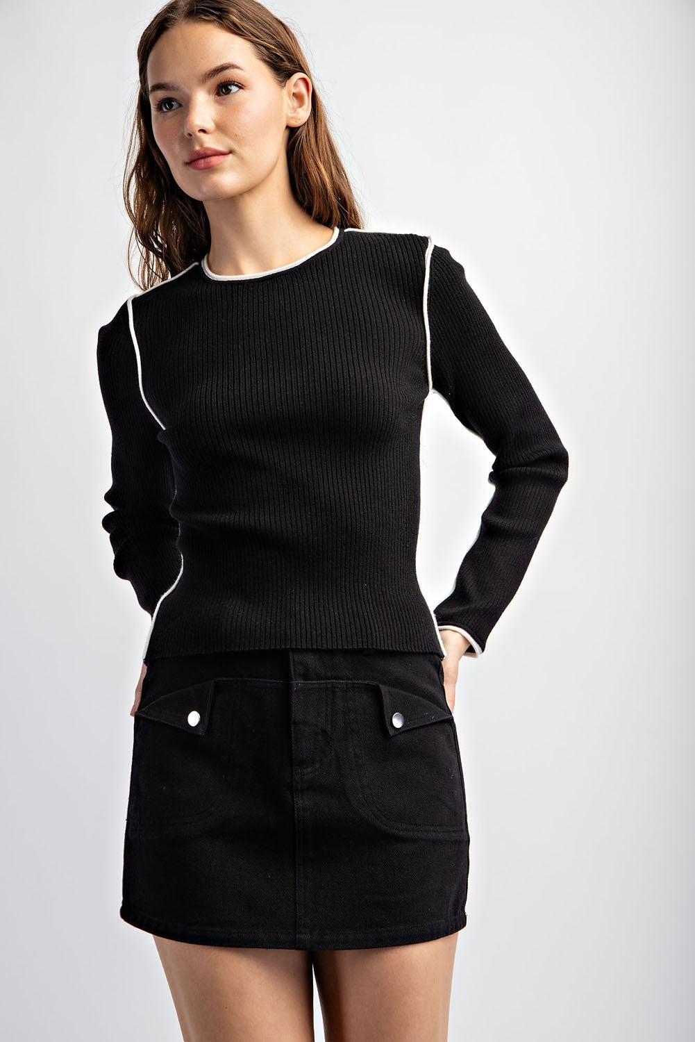 Kimme Ribbed Contrast Sweater