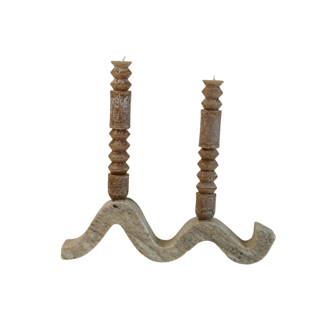 Modern Marble Wave Double Taper Holder