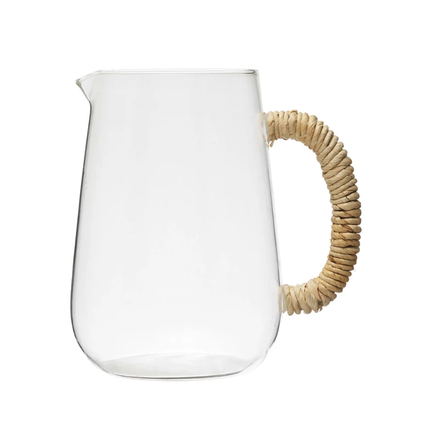 Glass Pitcher + Natural Wrapped Handle