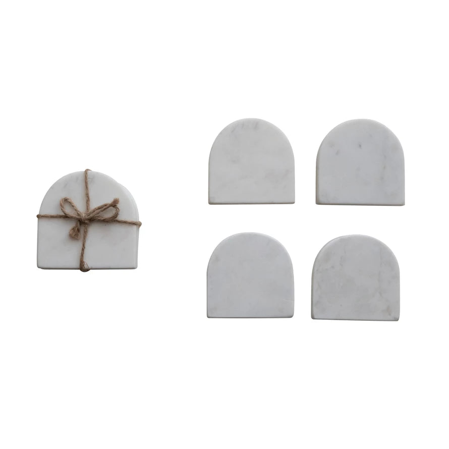 White Arched Marble Coasters