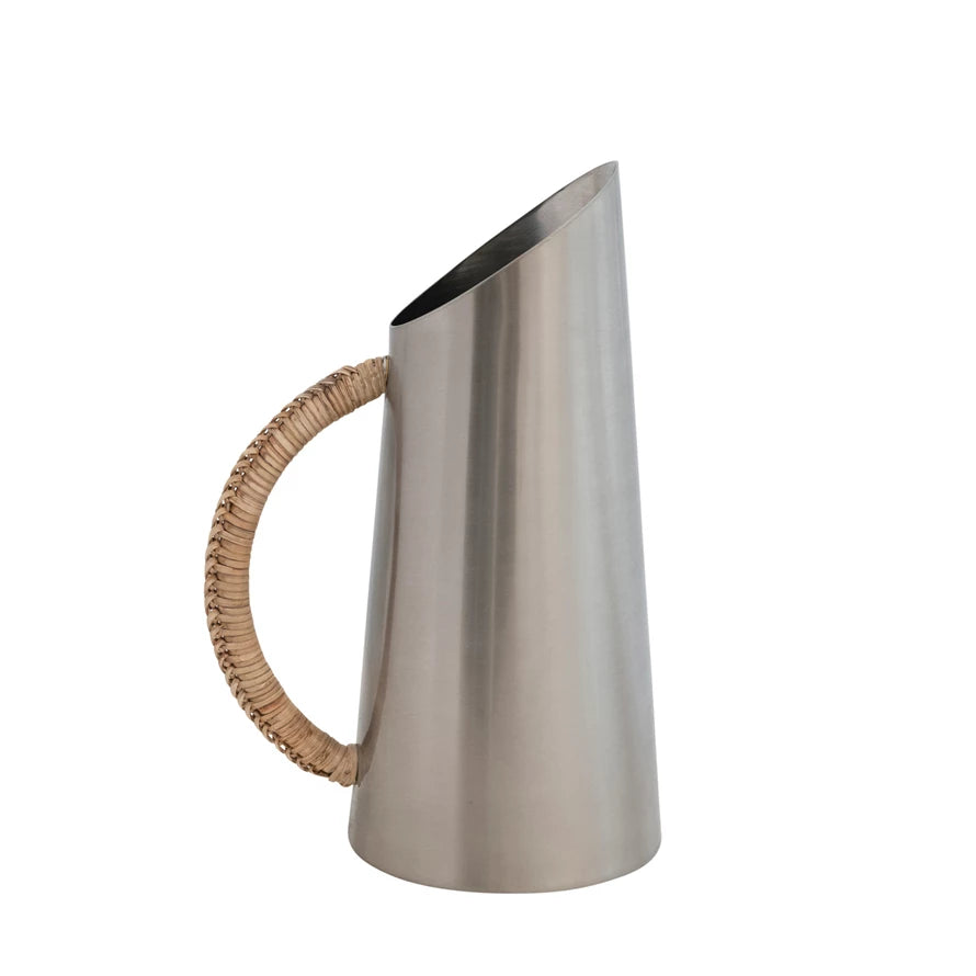 Stainless Steel Pitcher + Rattan Wrapped Handle