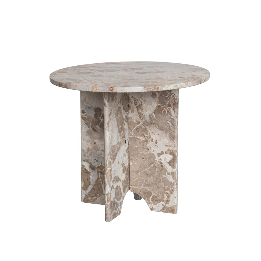 Beige Marble Side Table