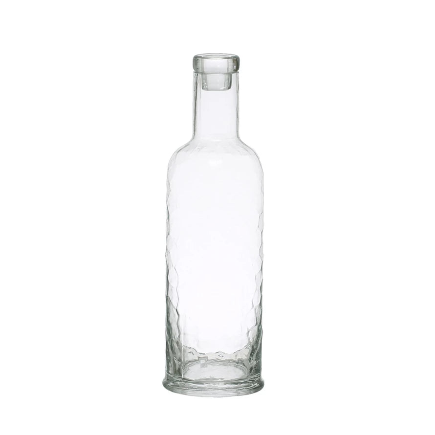 Round Hammered Glass Carafe + Stopper