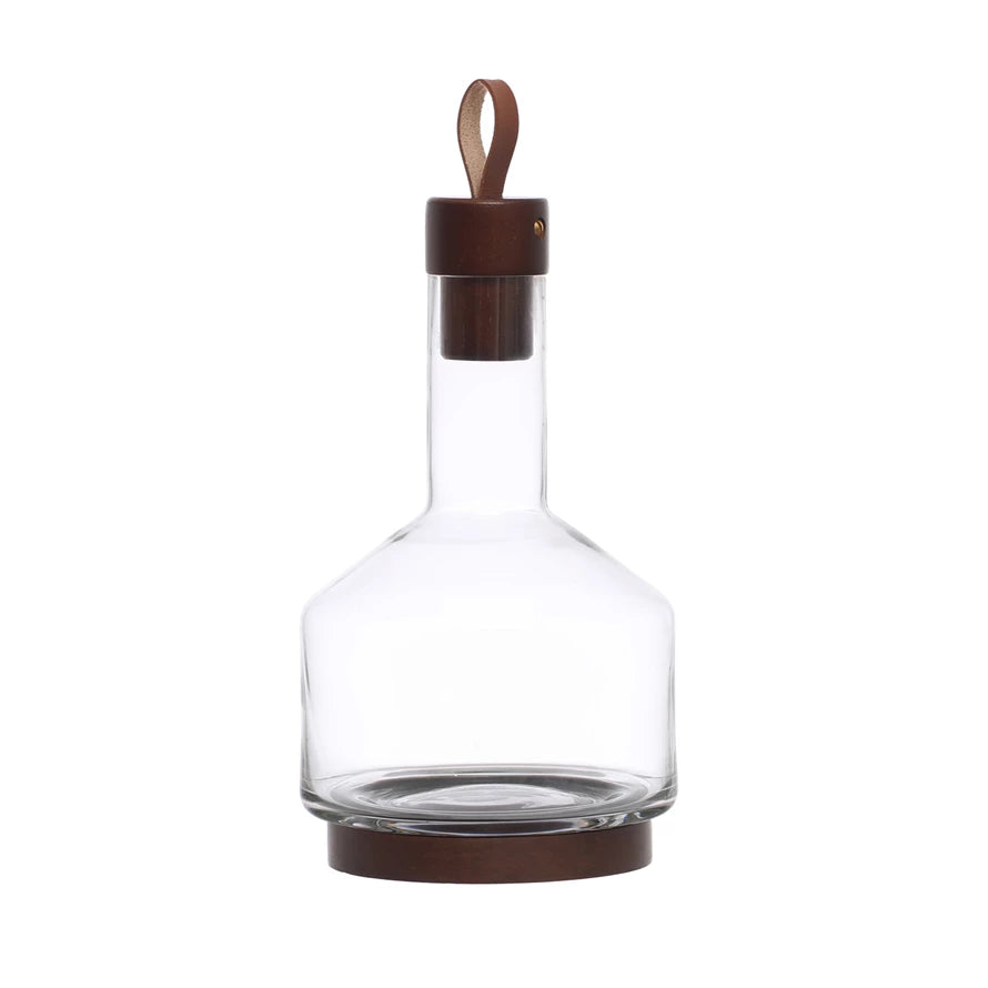 Glass Carafe + Leather Pull Stopper