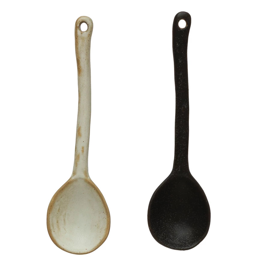 Black Glazed Stoneware Spoon