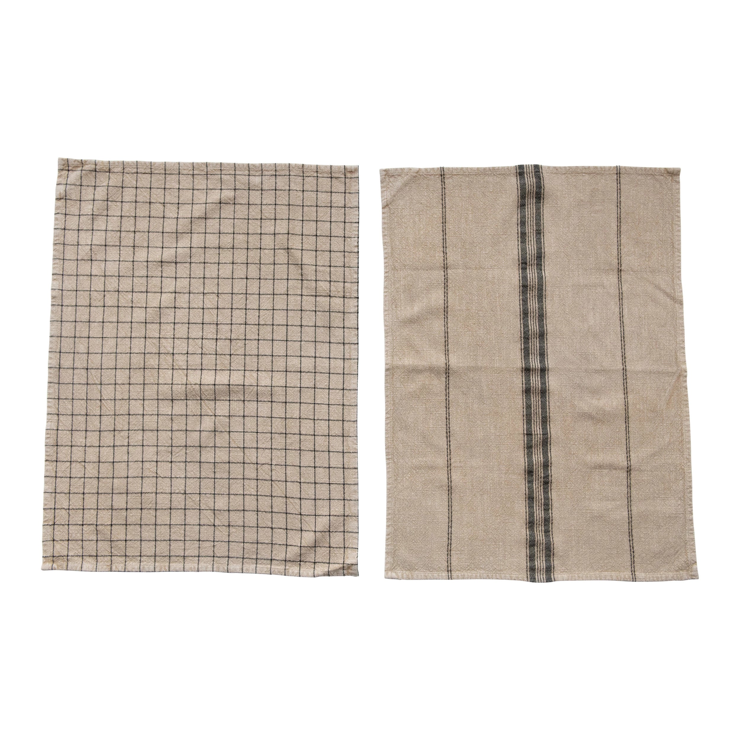 Check Woven Cotton Blend Tea Towels