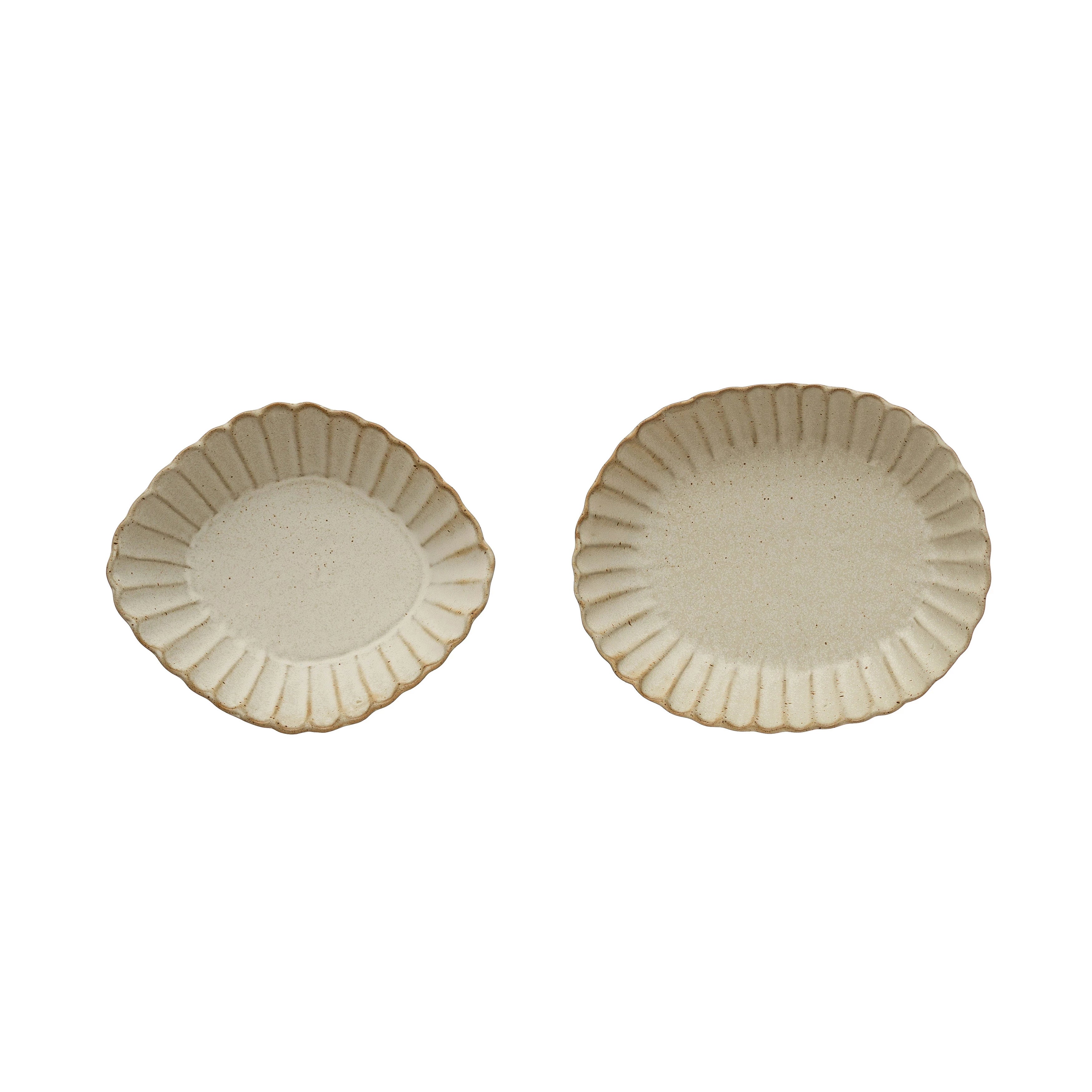 Oval Stoneware Dish with Scalloped Edge