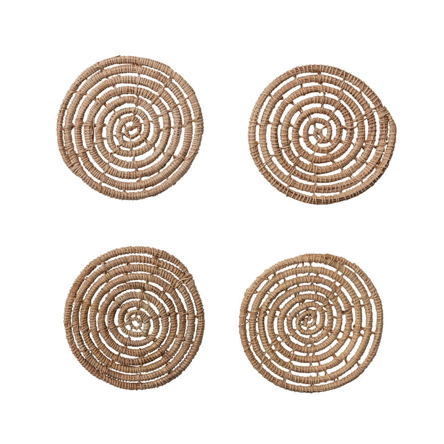 Natural Hand-Woven Palm Coasters