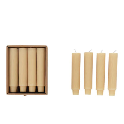 Egg Nog Unscented Pleated Taper Candles- 5"