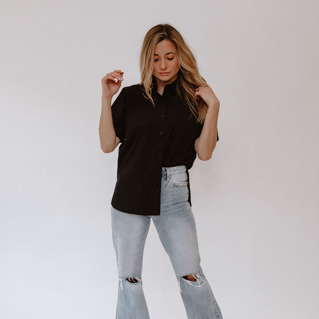 Taite Structured Button Down T- Shirt