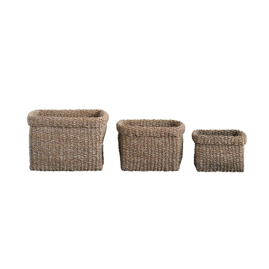 Square Natural Woven Seagrass Baskets