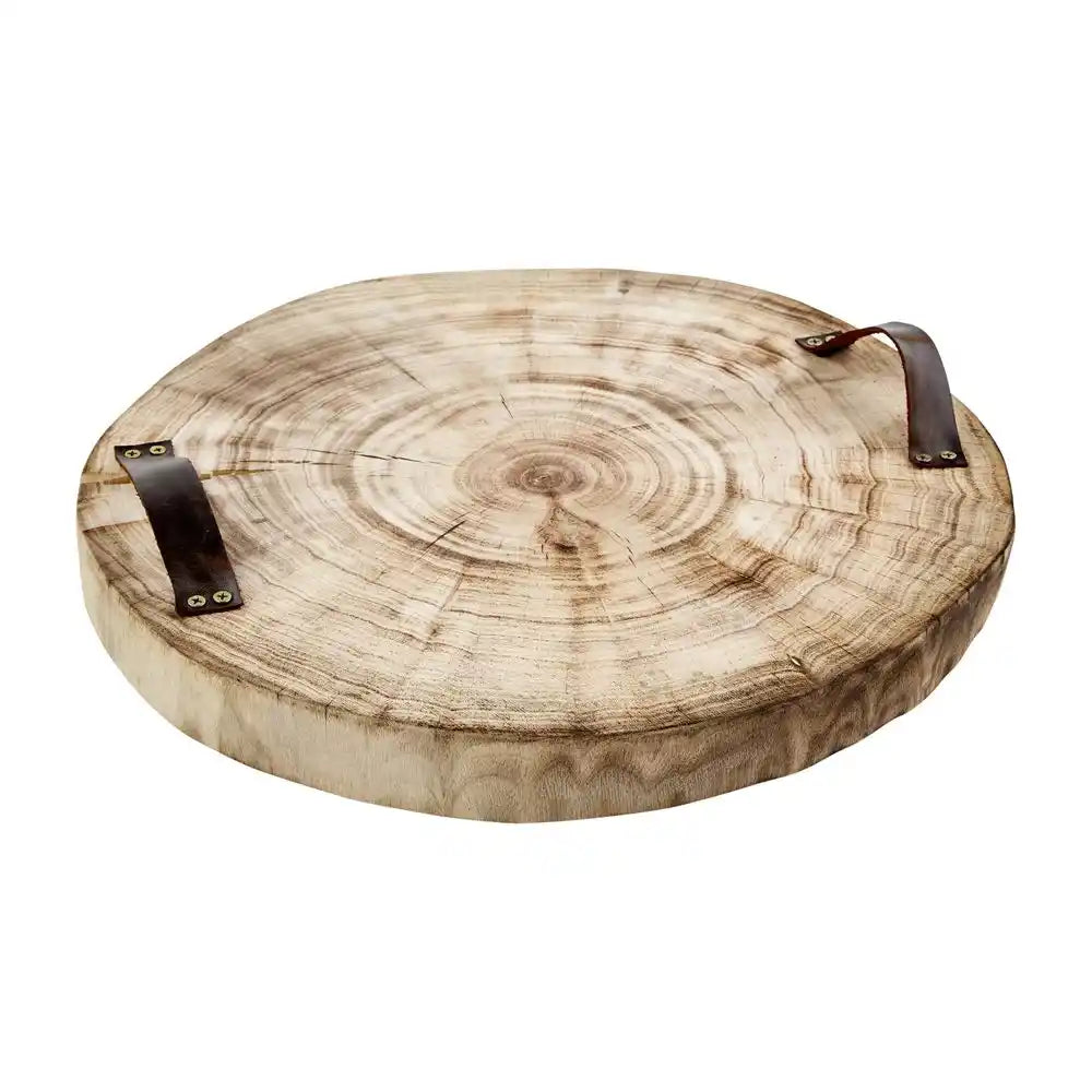 Wood Slice Tray with Handles