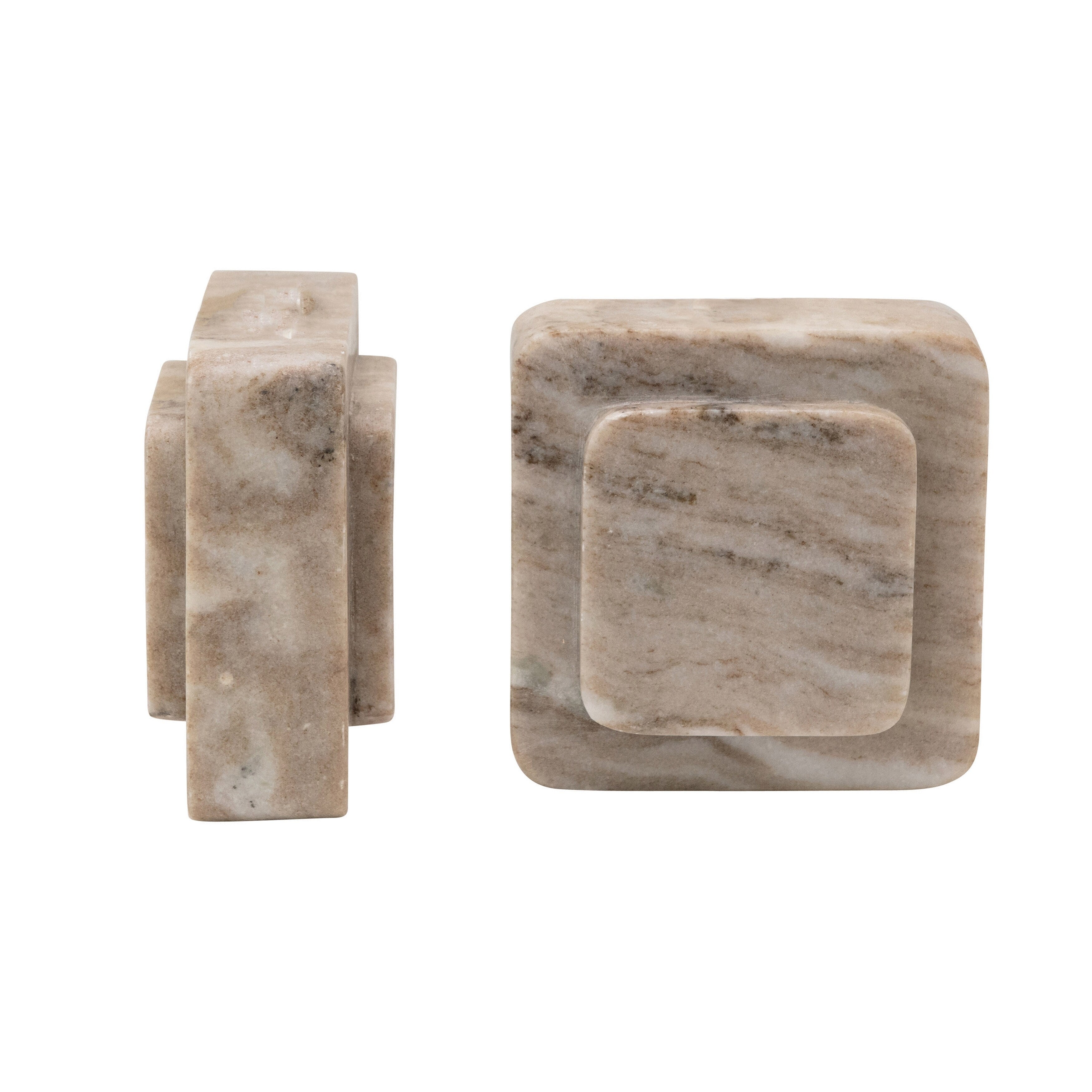 Natural Beige Marble Bookends