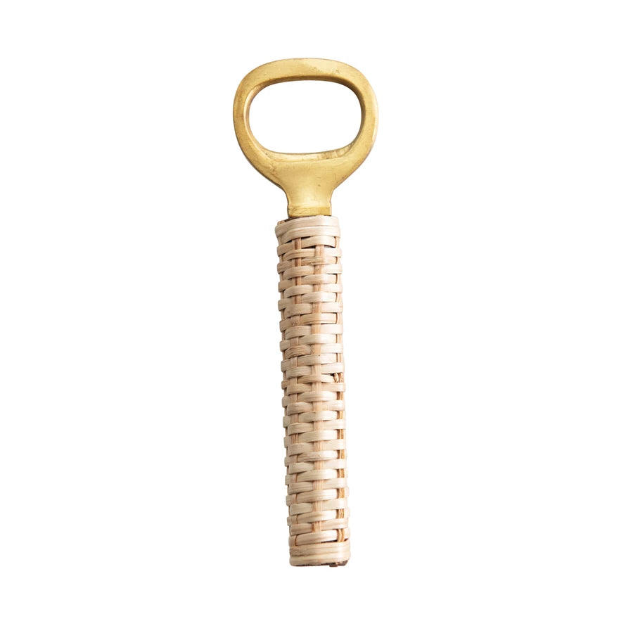 Brass Bottle Opener with Bamboo Handle
