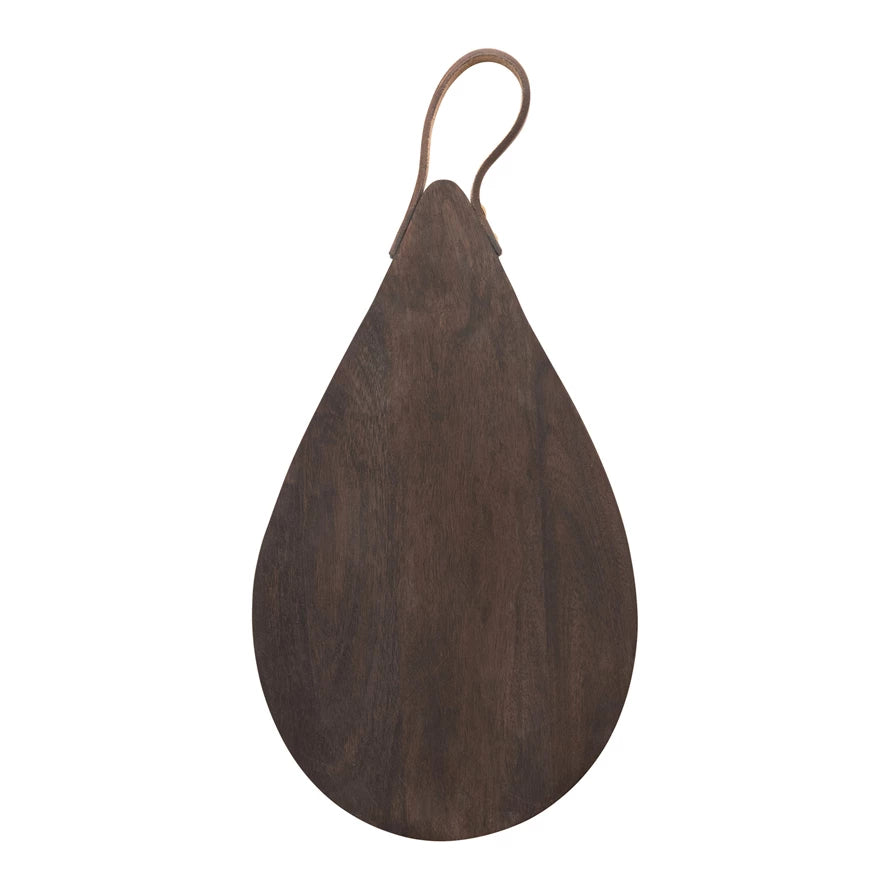 Mango Wood Cheese Board with Leather Handle
