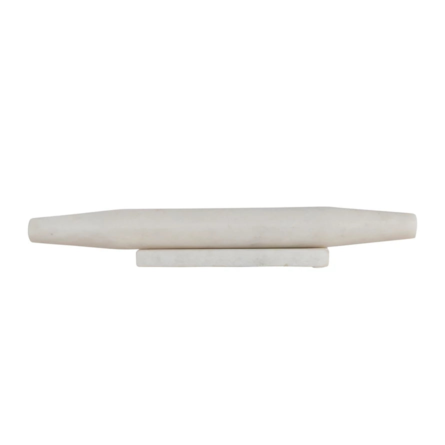 White Marble Rolling Pin + Stand